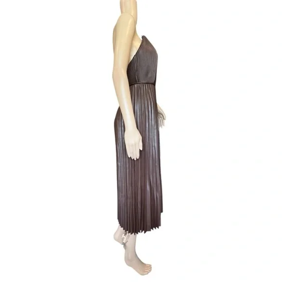 Banana Republic Vegan Leather Pleated Midi Dress Size 2 Brown -  www.disolcolor.com